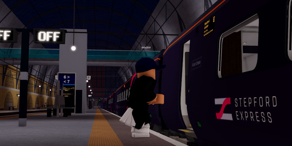 A passenger boarding a train.